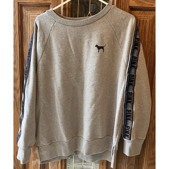 Victoria's Secret Tops - Victoria's Secret Y2K Vintage Sleeve Dog Sweatshirt Small Gray Rainbow Logo Sz M